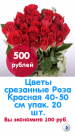 Цветы срезанные Роза Красная 40-50 см (упак. 20 шт.)87765